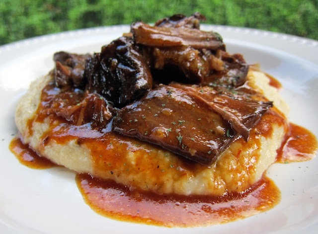 BBQ Pot Roast over Cheddar Ranch Grits