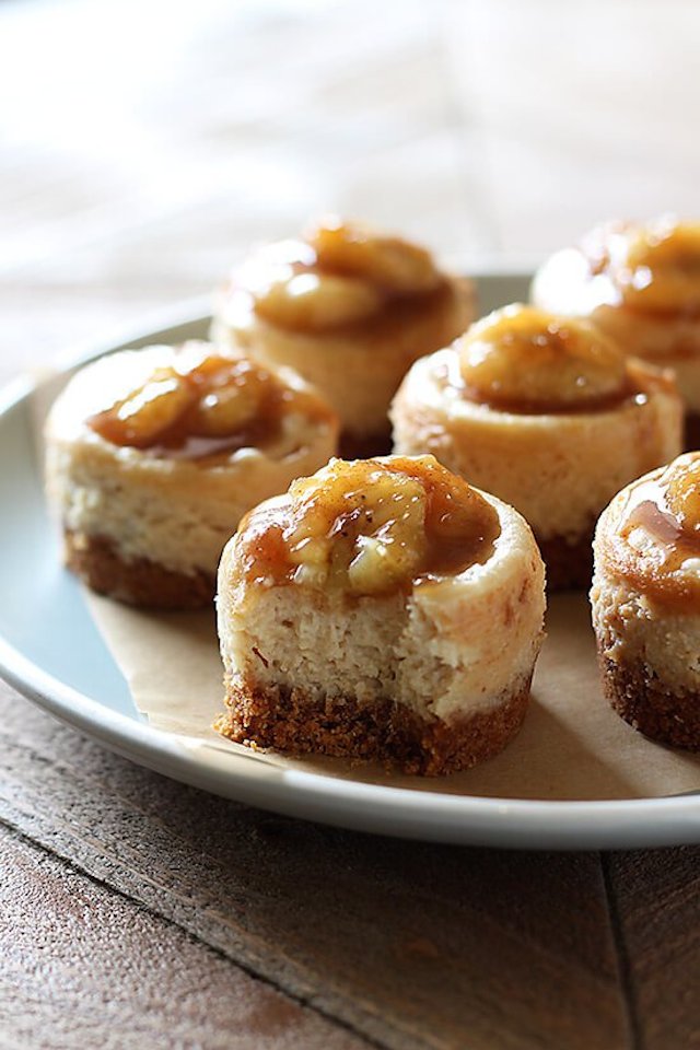 Mini Bananas Foster Cheesecakes