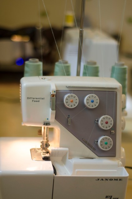 This is my 4 thread serger, and although it is frustrating to thread and change colors, it makes quick work of sewing with knits and finishing seams. This machine is a must-have for my sewing room now.