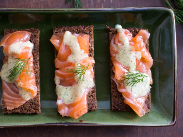 Gravlax With Caraway, Coriander, and Mustard-Dill Sauce