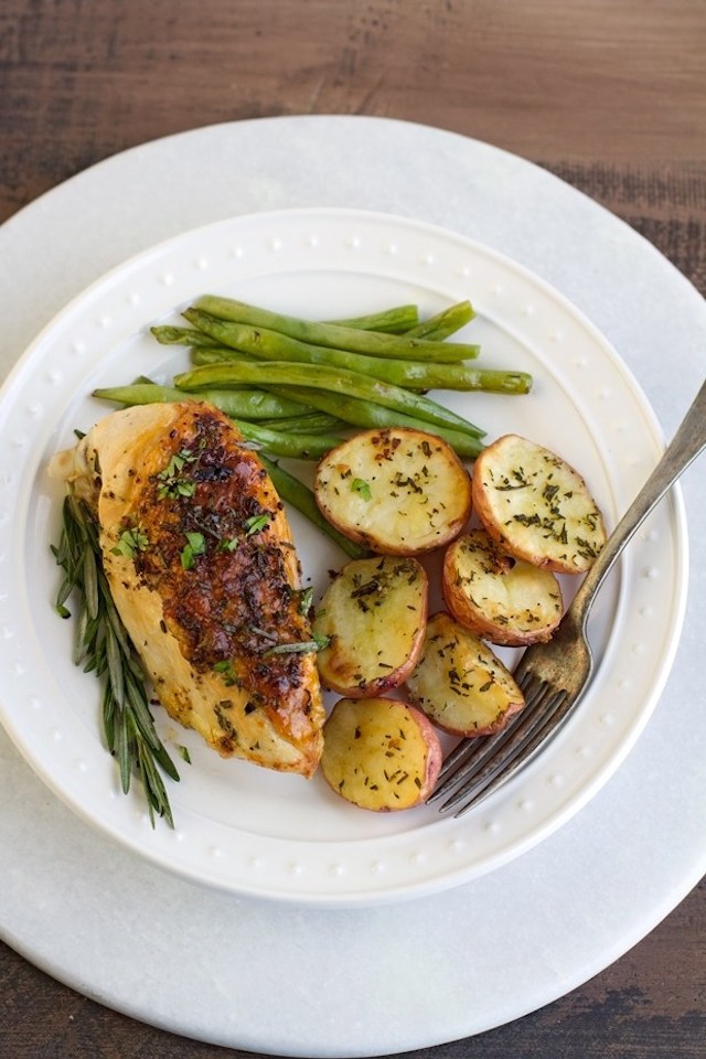 One Sheet Pan Rosemary Chicken with Potatoes and Green Beans