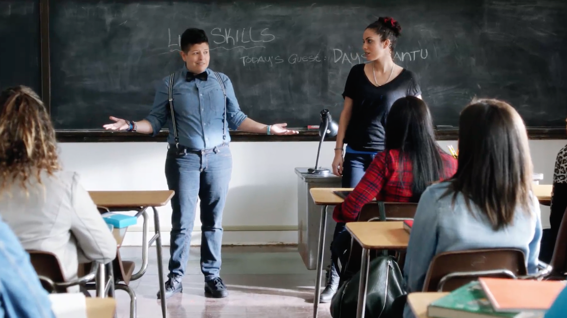 lesbian teacher tube Lesbian three way strap on video