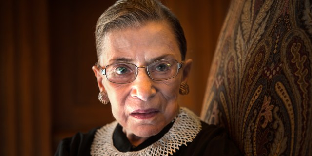 WASHINGTON, DC - AUGUST 30: Supreme Court Justice Ruth Bader Ginsburg, celebrating her 20th anniversary on the bench, is photographed in the West conference room at the U.S. Supreme Court in Washington, D.C., on Friday, August 30, 2013. (Photo by Nikki Kahn/The Washington Post via Getty Images)