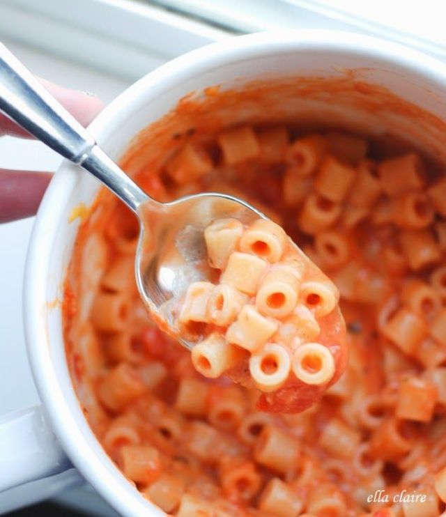 Homemade Microwave Spaghetti-ohs in a Mug