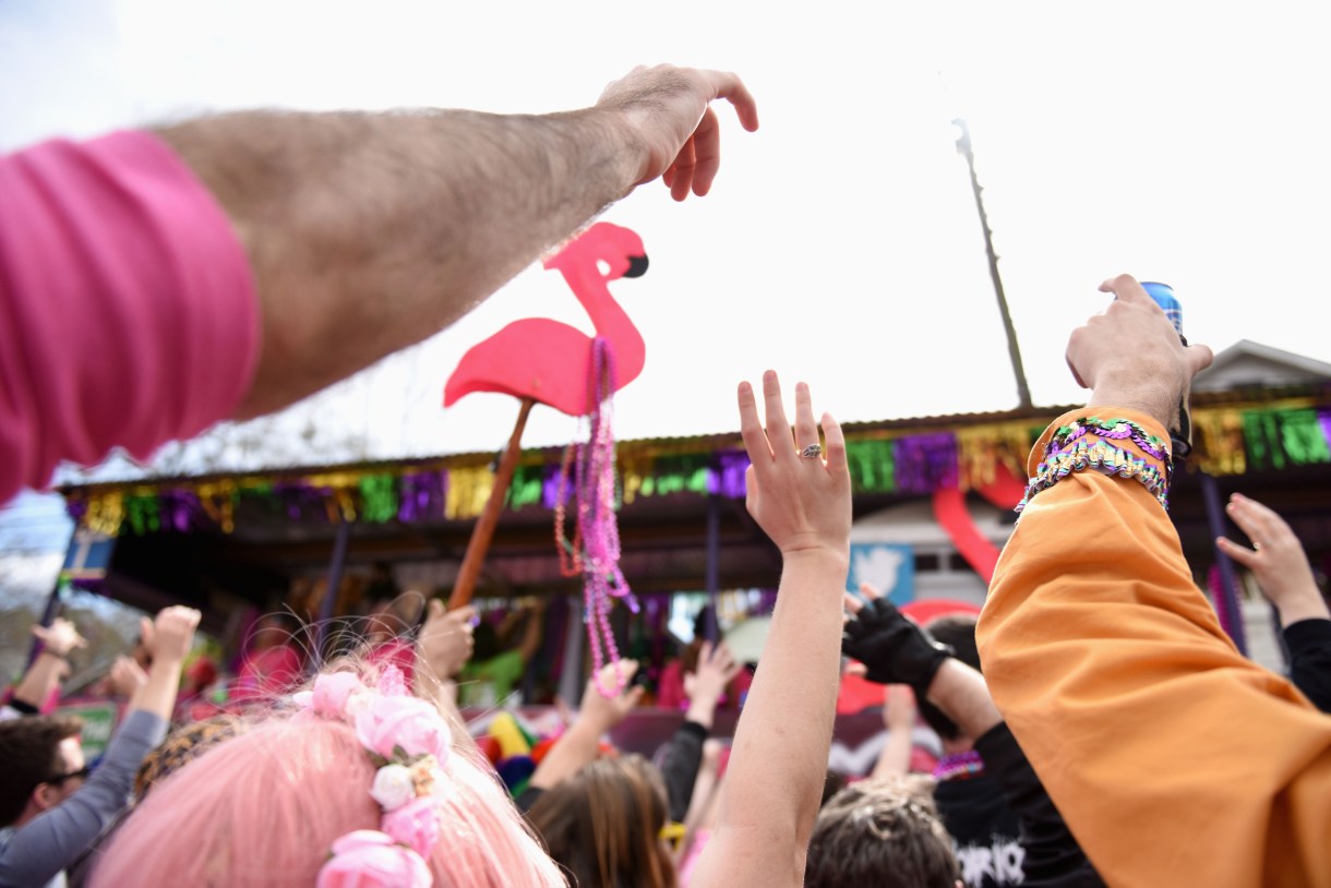 Baton Rouge's annual Spanish Town Parade is pink themed and rife with political commentary. Photo(s) by Lauren Duhon.