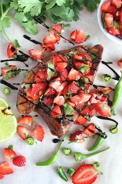 Balsamic Chicken with a Sweet and Spicy Strawberry Salsa