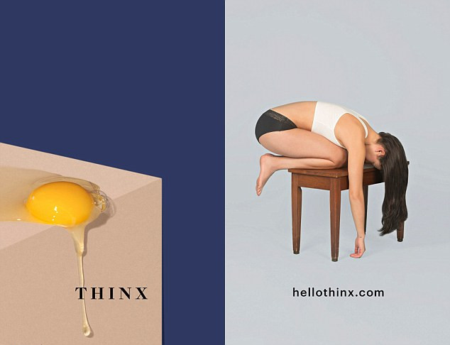 What is even happening here, Thinx? Who is your target market? Why is this menstruating person doing awkward yoga on a piano bench?