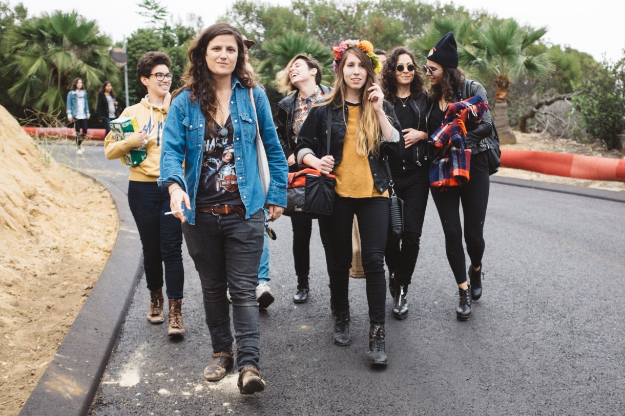 What is now an annual photo of us marching to our car during dyke day.