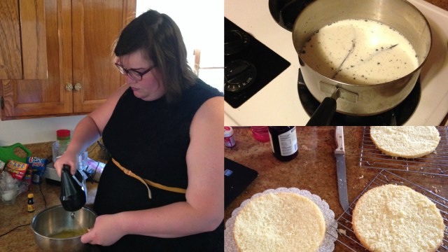 Look at me working hard making marzipan, custard and three layers of sponge.