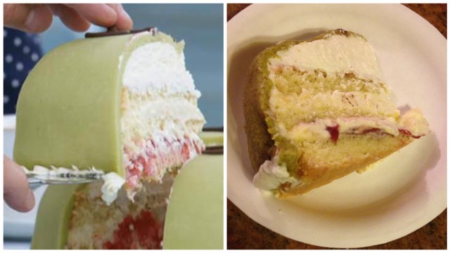 Look at those layers! Mary's cake from the show is on the left, mine is on the right.