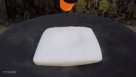 1,085°C molten copper poured on dry ice.