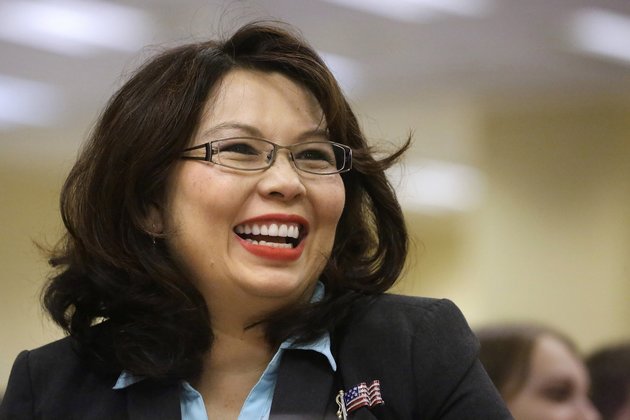 FILE - In this Aug. 13, 2014, file photo, Illinois Democratic U.S. Senate candidate, Rep. Tammy Duckworth, appears in Springfield, Ill. The Chicago Tribune has endorsed Duckworth D-Ill., for U.S. Senate, saying incumbent Republican Mark Kirk can no longer perform the job after a stroke. (AP Photo/Seth Perlman, File)