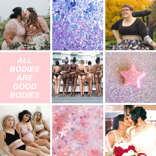 "All Bodies Are Good Bodies" via lesbian mood boards