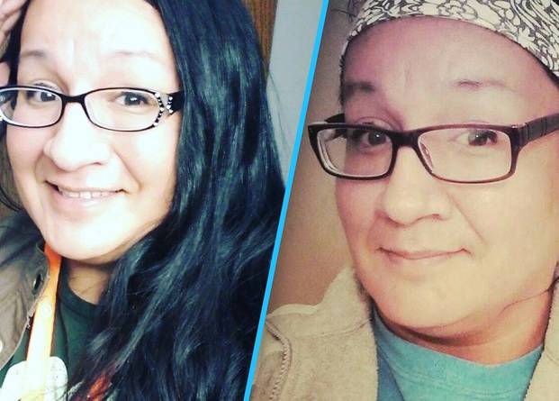 Two pictures of Jamie Lee Wounded Arrow, a Lakota Two-Spirit trans woman with dark hair and glasses.