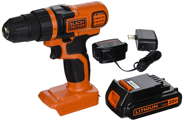 Black & Decker LDX120C 20-Volt MAX Lithium-Ion Cordless Drill/Driver w/  Standard Screw driving Set 42 PC