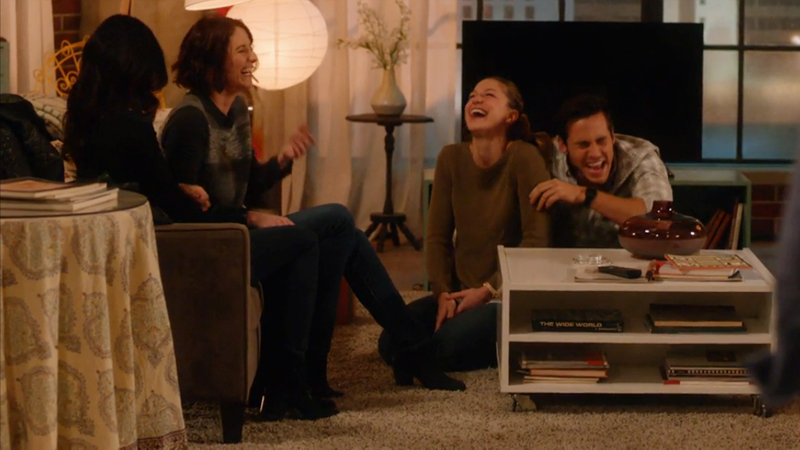Maggie, Alex, Kara, and Mon-El laugh together