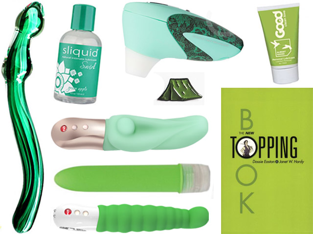 collage of the green sex toys listed below