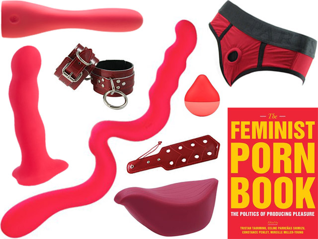collage of the red sex toys listed below