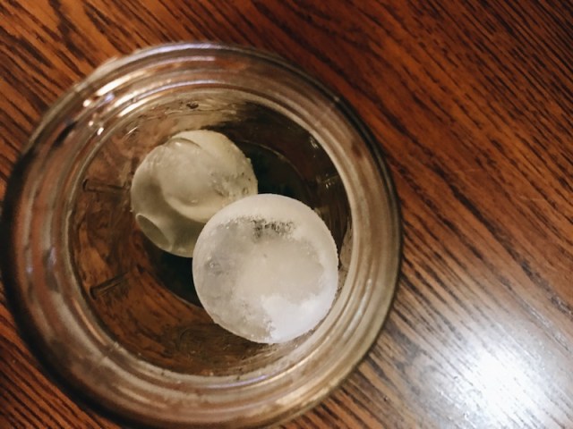 two ice balls in a canning jar