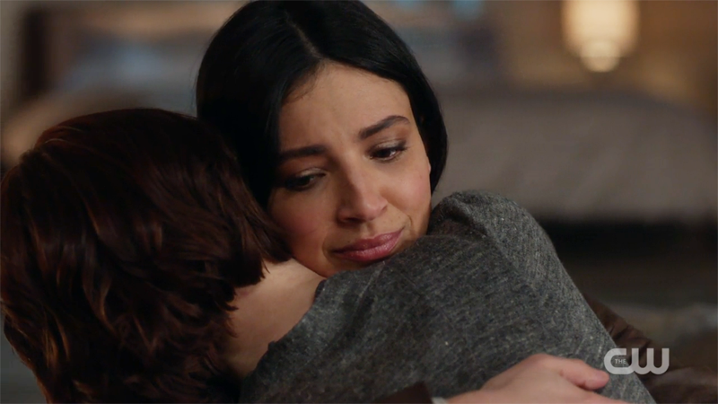 Maggie hugs Alex