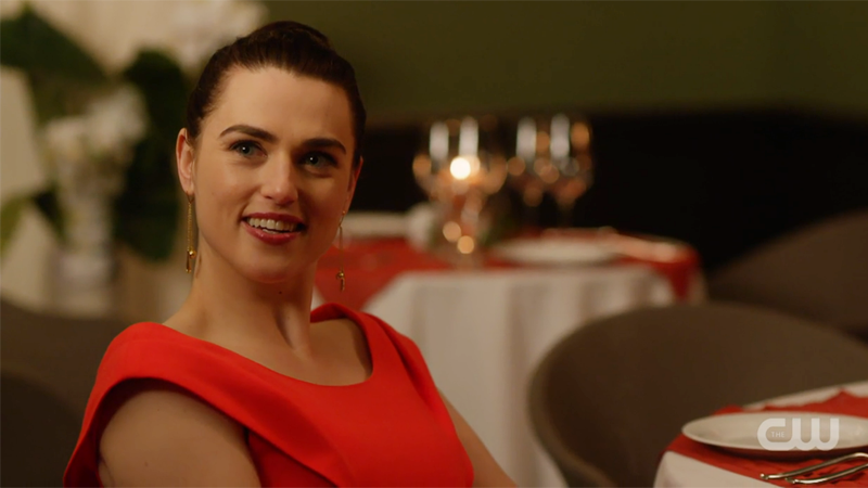 Lena sits sexily appreciates Kara showing up