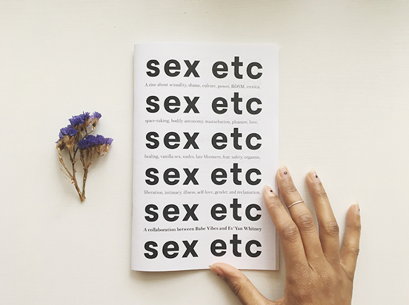 cover of sex etc zine, repeating "sex etc" in block black typography on a white background