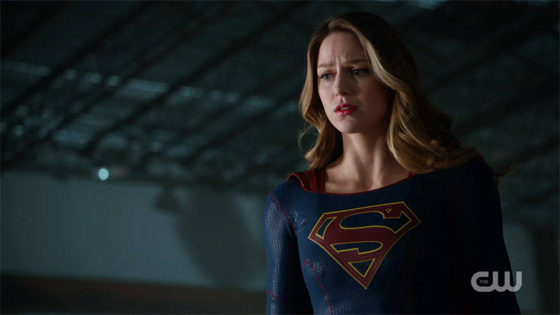 Supergirl looks sadly upon Lena