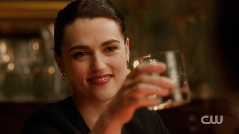 Lena toasts with whiskey 