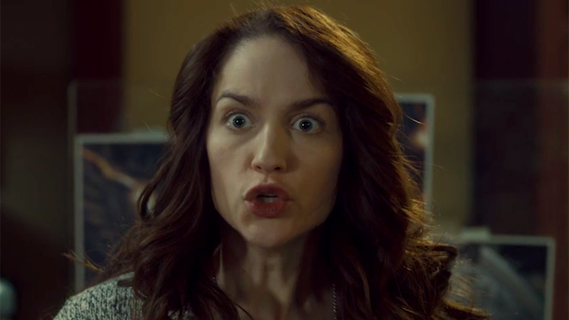 Wynonna is making a wildly excited face