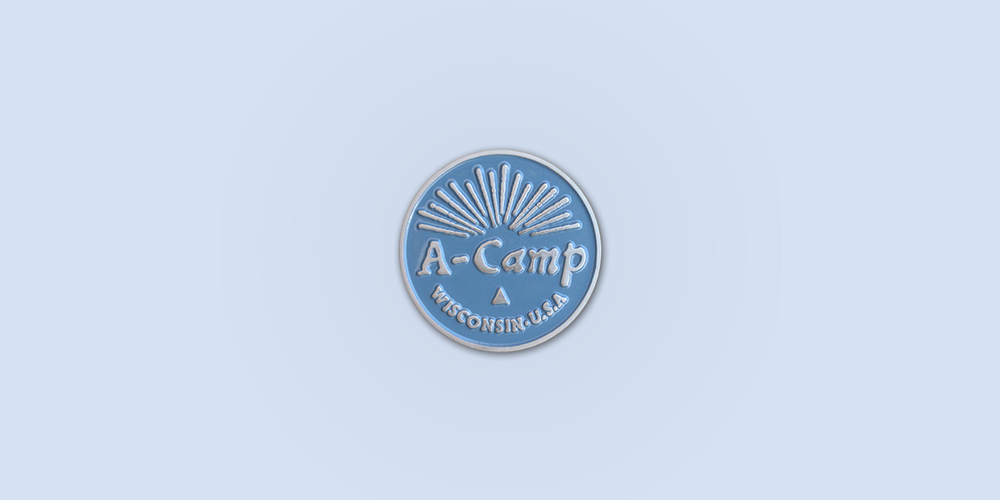 A-Camp Enamel Pin / Metal: Antique Silver / Enamel Colors : Cornflower Blue