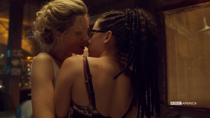 Delphine nad Cosima are poised to kiss