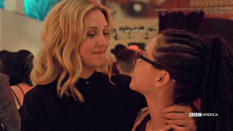 Cosima and Delphine look lovingly at each other, actively trying to kill me