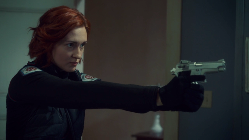JNicole enters Waverly's room with her gun out, perfect stance