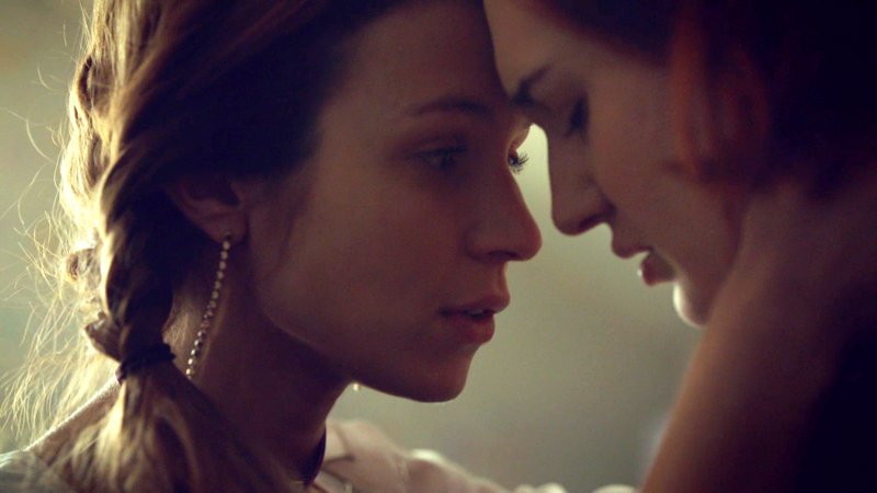 Waverly presses her forehead against Nicole's as she reassures her