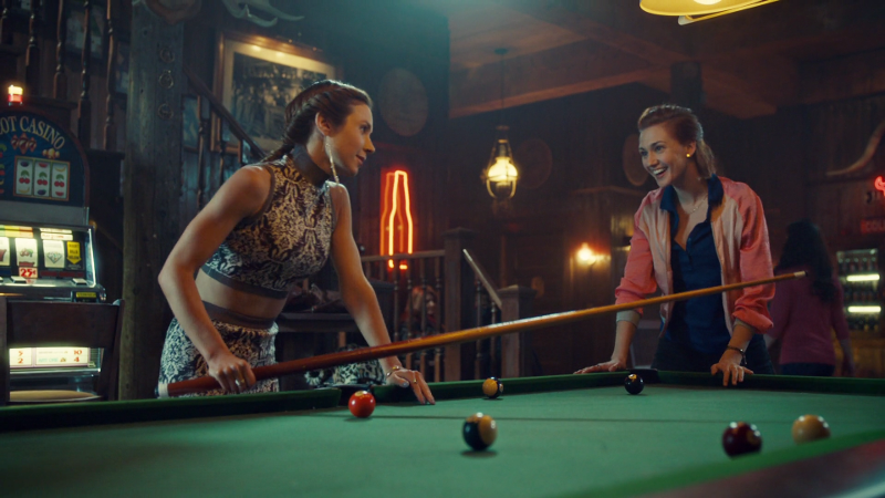 Waverly and Nicole play pool at Shorty's