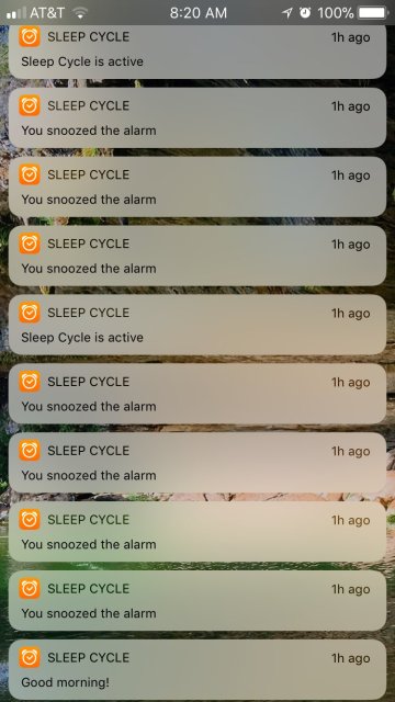 screenshot of more than ten alarm snoozes