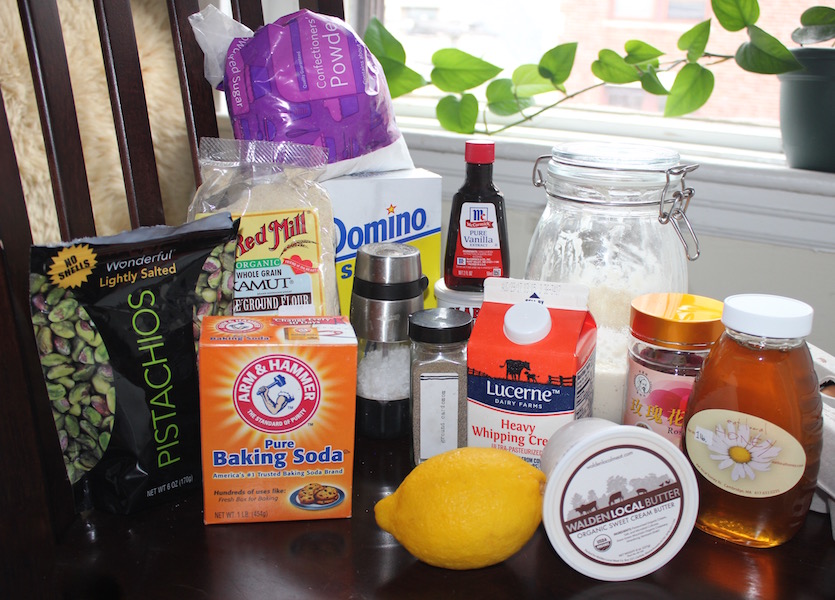 ingredients in front of a window with a plant on the sill