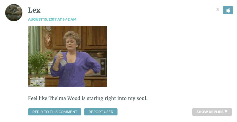 Feel like Thelma Wood is staring right into my soul.