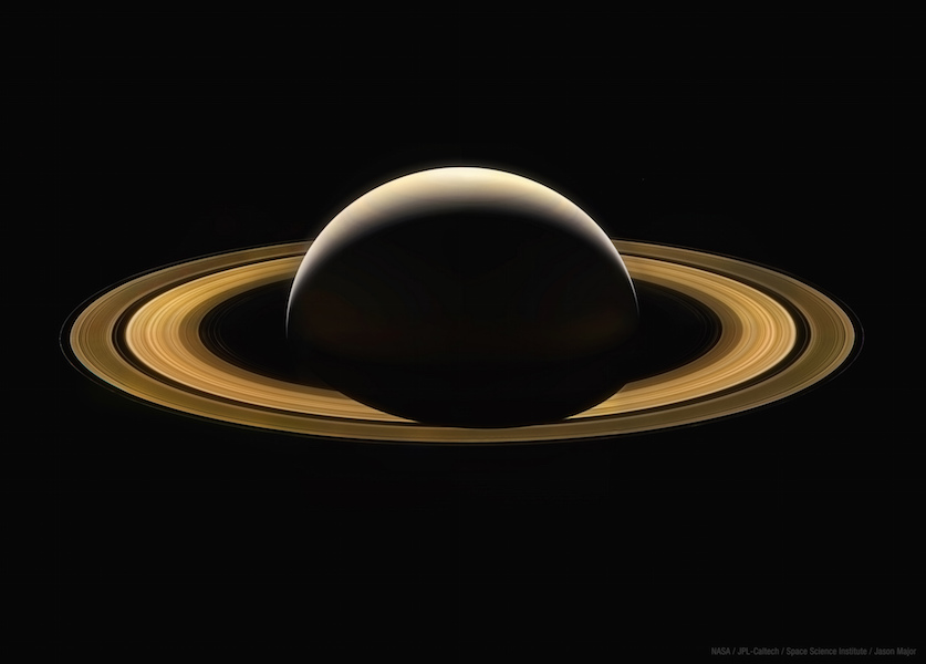 Here's a mosaic of Saturn made from raw images acquired by Cassini on Sept. 13, 2017, as it was on its way toward its dive into the planet's atmosphere. These images are uncalibrated for color but were acquired in visible-light RGB filters. The mosaic comprises 11 color composites, each a stack of three images taken in red, green, and blue channels. They were adjusted for brightness and color to be fairly uniform across the whole view. This will be our last close-up image of Saturn for a long time. Credit: NASA/JPL-Caltech/Space Science Institute/Jason Major