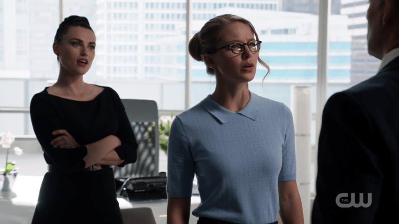 Kara stands in front of Lena as if to protect her