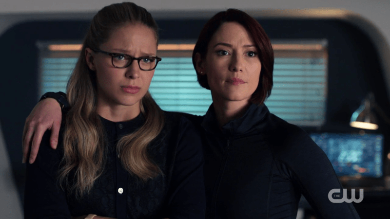 Alex puts her arms around a confused and sad Kara