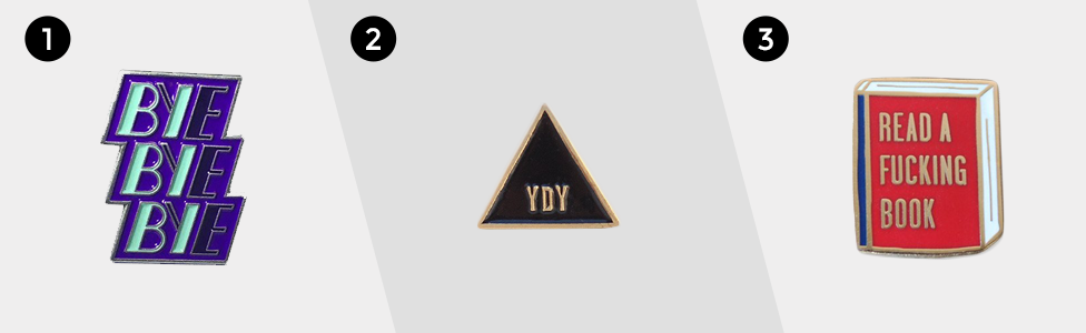 Autostraddle Bisexual Enamel Pin, You Do You Enamel Pin, Read a Fucking Book Enamel Pin