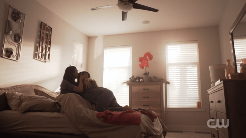 Ruby climbs into bed with her momma