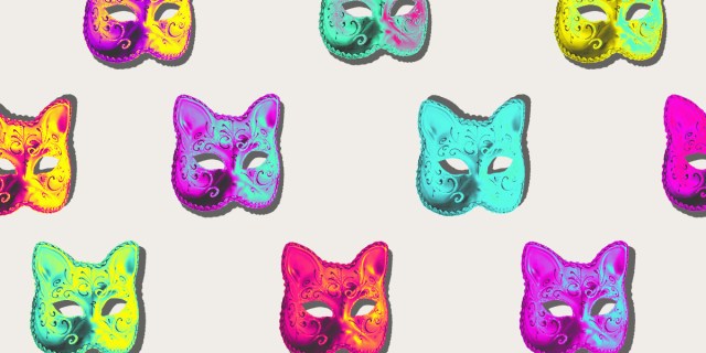 collage of colorful cat masquerade masks