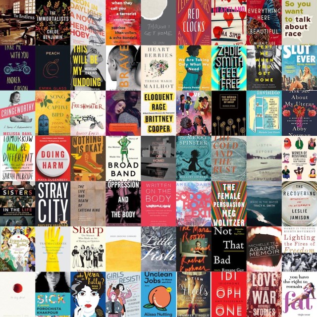 collage of the covers of queer and feminist books coming out in 2018