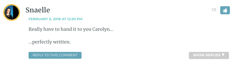 Really have to hand it to you Carolyn… …perfectly written.