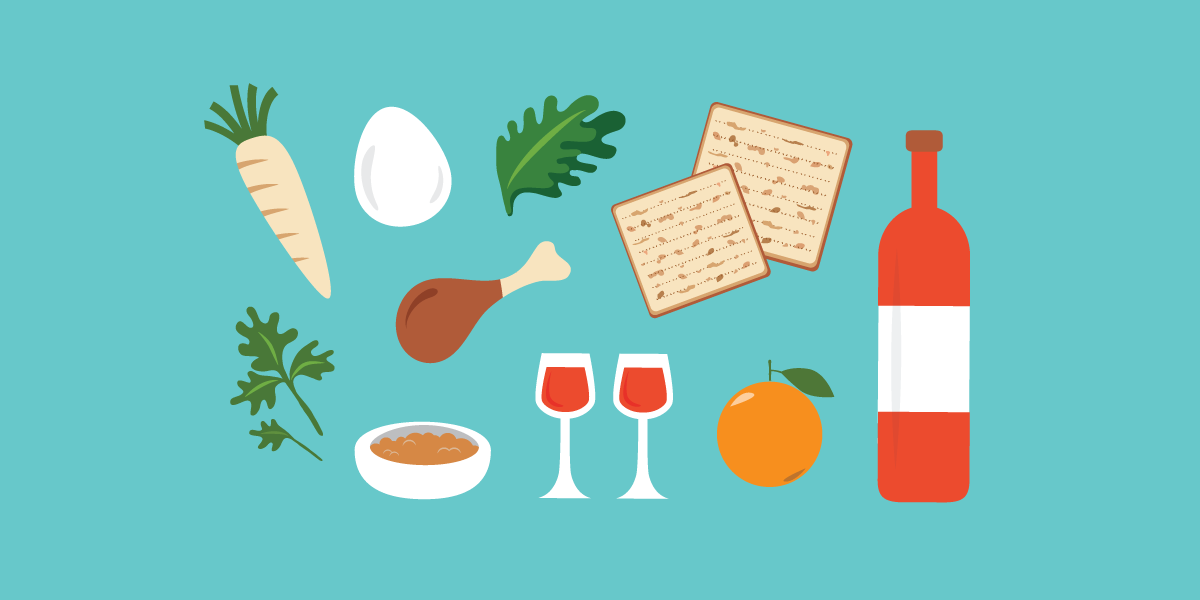 passover seder meal elements illustration