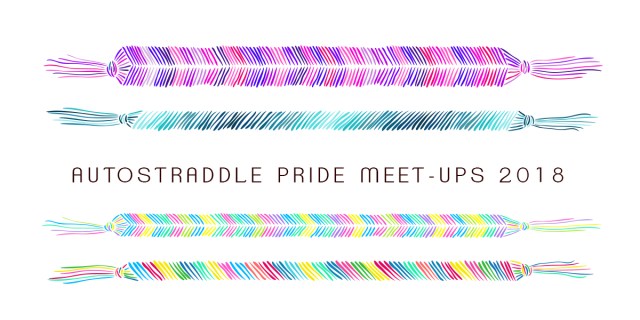 Header graphic with multi-colored friendship bracelets with words "Autostraddle Pride Meet-Ups 2018"