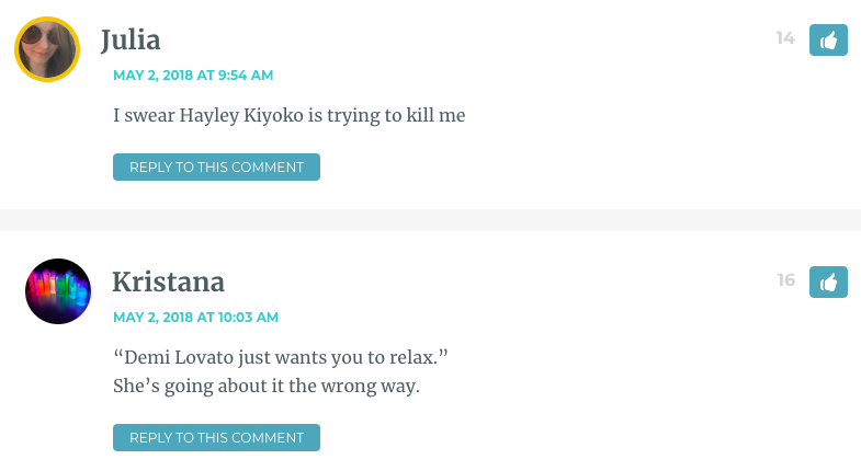 Julia: I swear Hayley Kiyoko is trying to kill me / Kristana: “Demi Lovato just wants you to relax.
