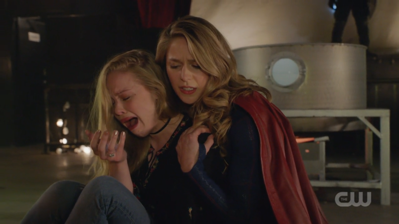Kara holds a sobbing Olivia